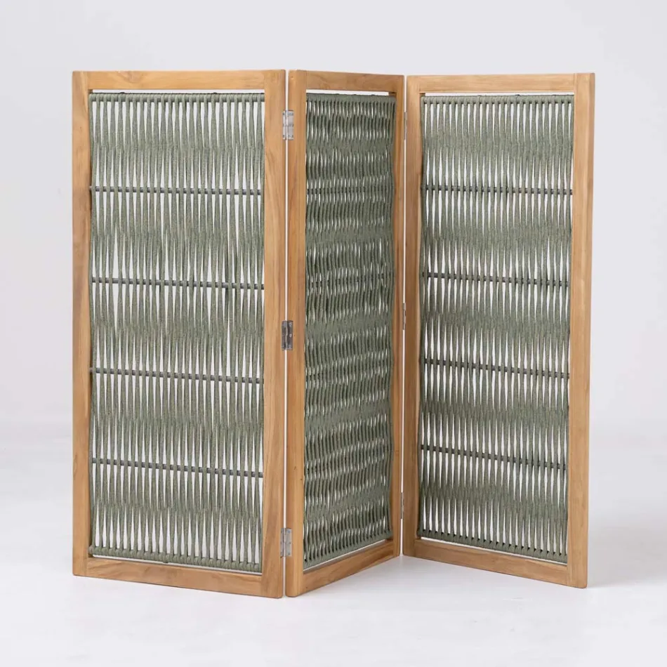 Utomhusavdelare i teak, aluminium och repvävning - Vision Viadurini