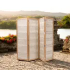 Utomhusavdelare i teak, aluminium och repvävning - Vision Viadurini