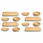 Service 12 rektangulära och rundfärgade stengodsplattor, modern design - Simba Viadurini