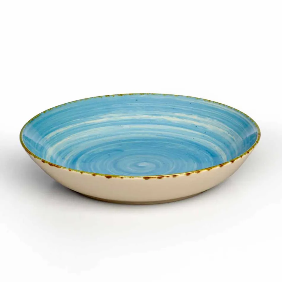 Service 12 rektangulära och rundfärgade plattor Modern design i stengods - Simba Viadurini