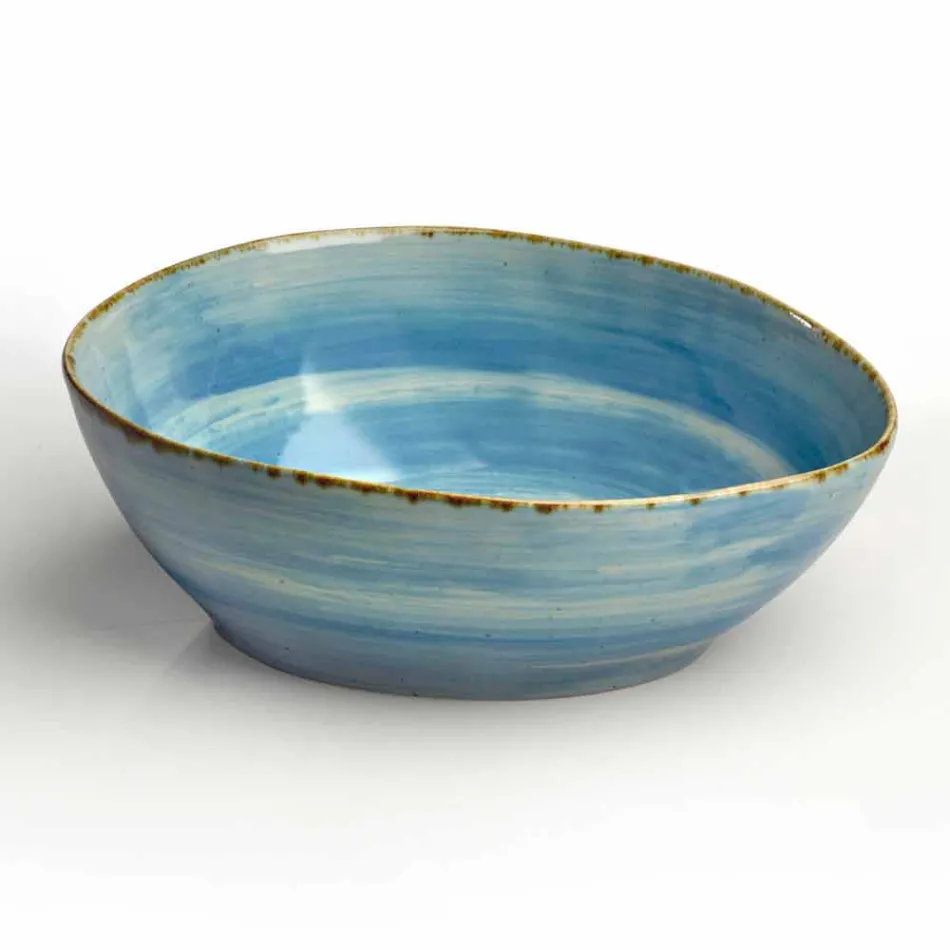 Service 12 rektangulära och rundfärgade plattor Modern design i stengods - Simba Viadurini