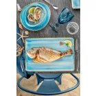 Service 12 rektangulära och rundfärgade plattor Modern design i stengods - Simba Viadurini