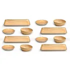 Service 12 rektangulära och rundfärgade plattor Modern design i stengods - Simba Viadurini