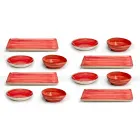 Service 12 rektangulära och rundfärgade plattor Modern design i stengods - Simba Viadurini