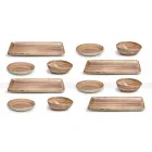 Service 12 rektangulära och rundfärgade plattor Modern design i stengods - Simba Viadurini