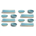 Service 12 rektangulära och rundfärgade plattor Modern design i stengods - Simba Viadurini