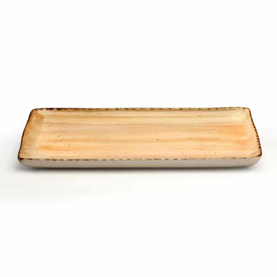 Service 12 rektangulära och rundfärgade plattor Modern design i stengods - Simba Viadurini