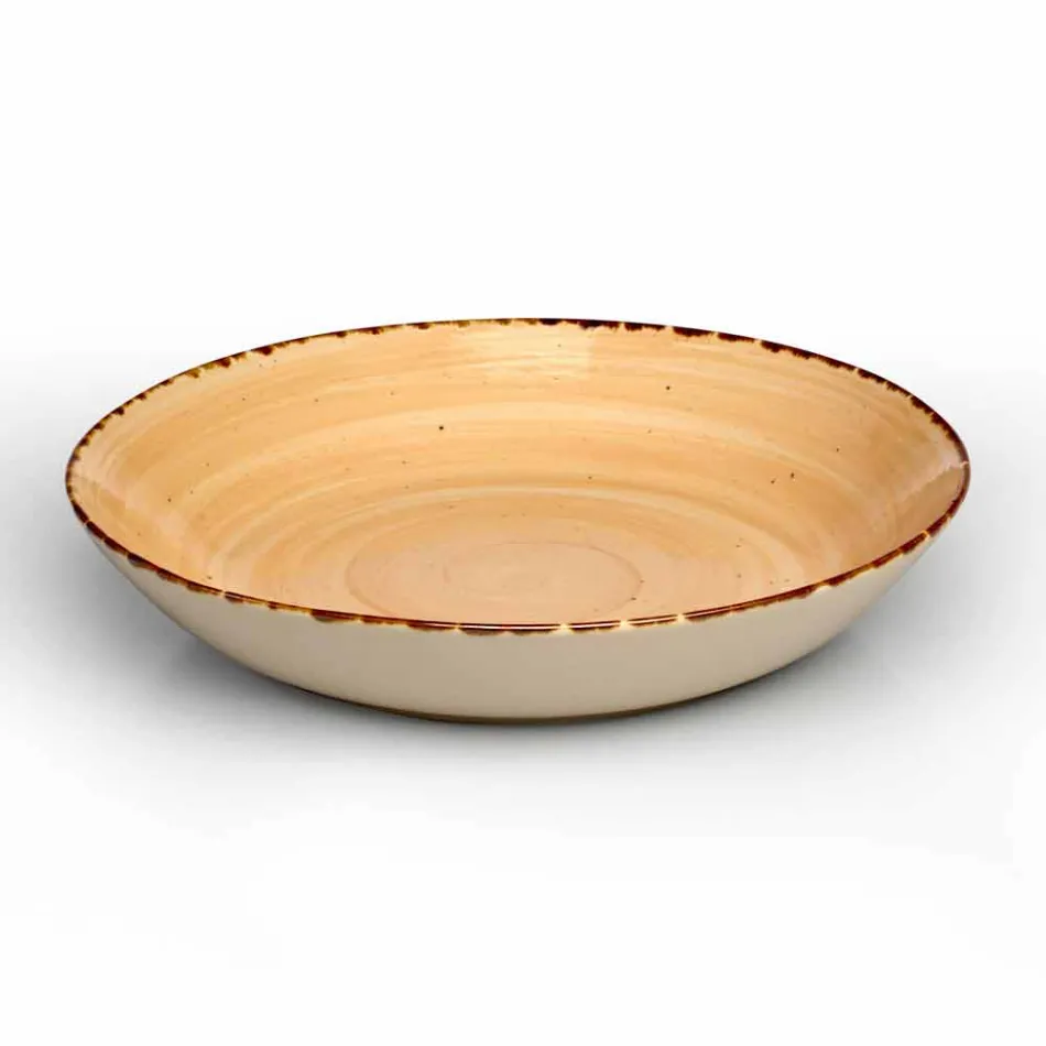 Service 12 rektangulära och rundfärgade plattor Modern design i stengods - Simba Viadurini