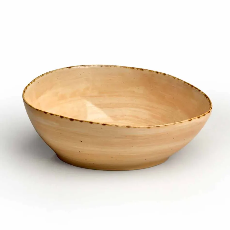 Service 12 rektangulära och rundfärgade plattor Modern design i stengods - Simba Viadurini