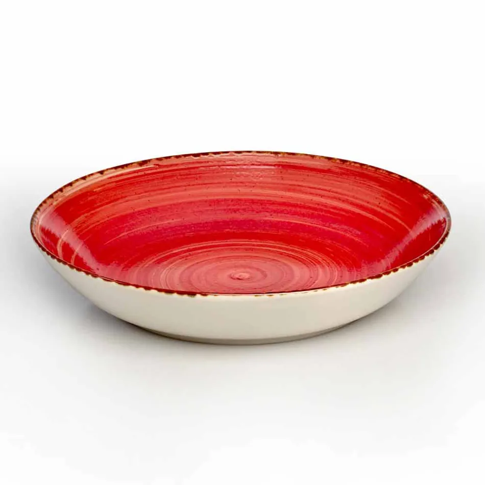 Service 12 rektangulära och rundfärgade plattor Modern design i stengods - Simba Viadurini