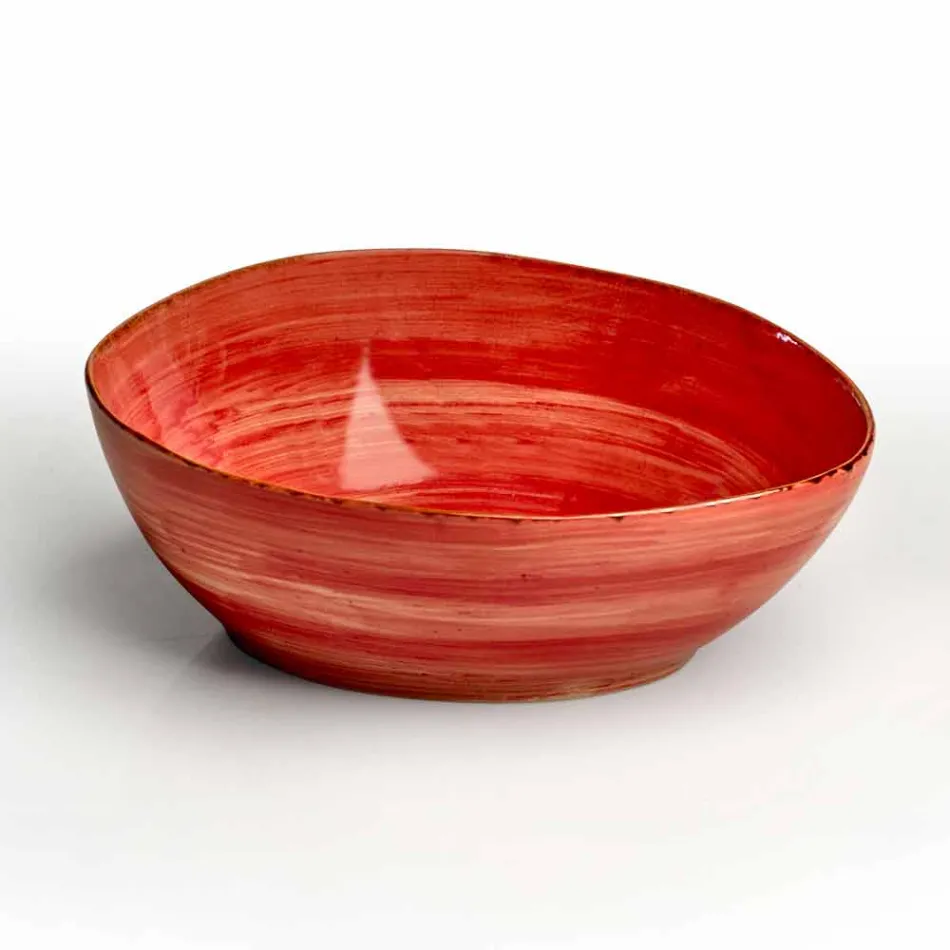 Service 12 rektangulära och rundfärgade plattor Modern design i stengods - Simba Viadurini