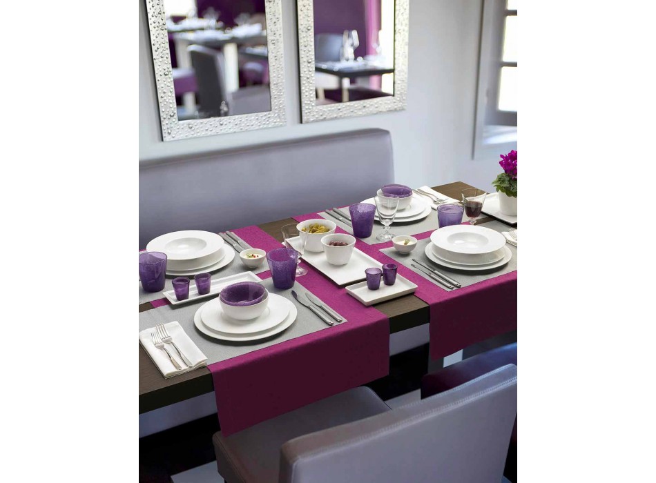 Service 24 moderna vita middagarplattor och 12 porslinsmuggar - Monaco Viadurini