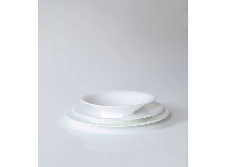 24 eleganta middagarplattor i vit porslinsdesign - Doriana Viadurini