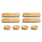 Uppsättning av 8 moderna rektangulära designplattor och färgad stengodsskål - Simba Viadurini