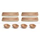 Uppsättning av 8 moderna rektangulära designplattor och färgad stengodsskål - Simba Viadurini