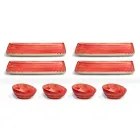 Uppsättning av 8 moderna rektangulära designplattor och färgad stengodsskål - Simba Viadurini