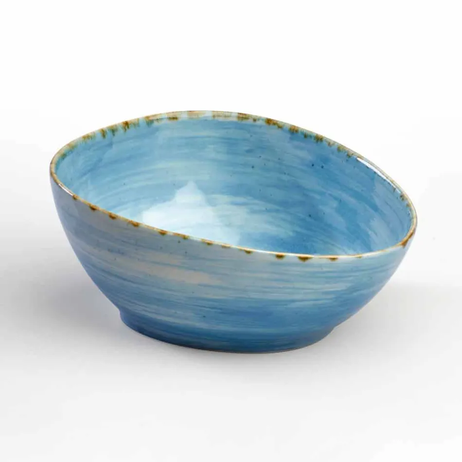 Uppsättning av 8 moderna rektangulära designplattor och färgad stengodsskål - Simba Viadurini