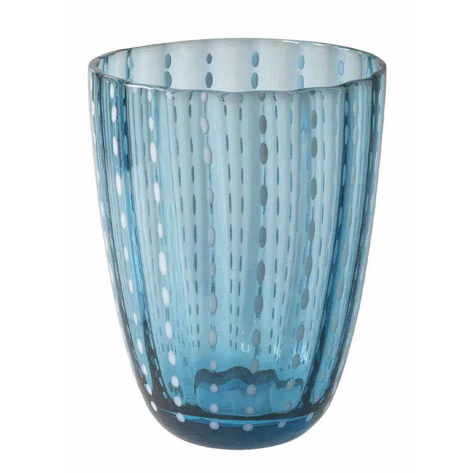 Färgat glas Vattenglasservice med prickar 12 delar - Botswana Viadurini