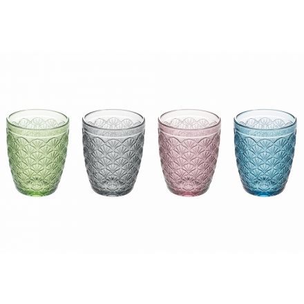 Dekorerat färgat glas Vattenglasögon Service 12 delar - Stilotto Viadurini