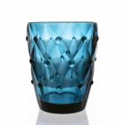 Vattenglas service i färgat glas och lättnad dekoration 12 stycken - ilska Viadurini