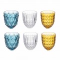 Vattenglas service i färgat glas och lättnad dekoration 12 stycken - ilska