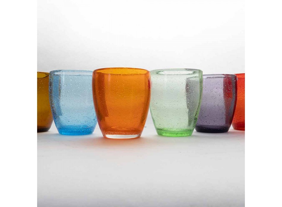 Vattenglasservice i färgat och modernt glas 6 delar - Guerrero Viadurini
