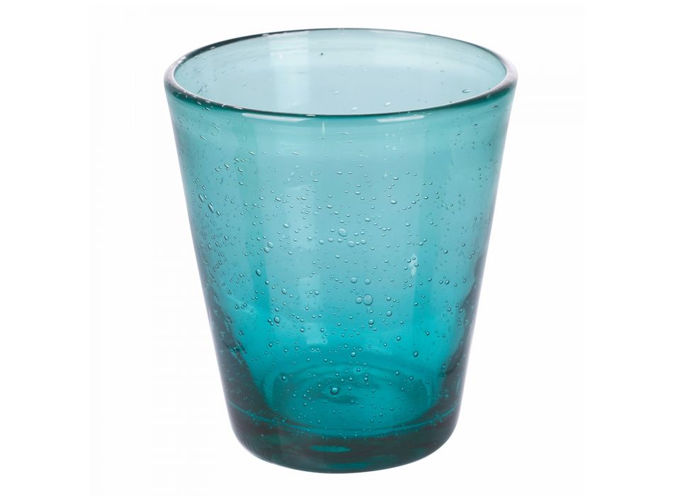12 bitar färgat blåst glas vattenglasögon Service - Yucatan Viadurini
