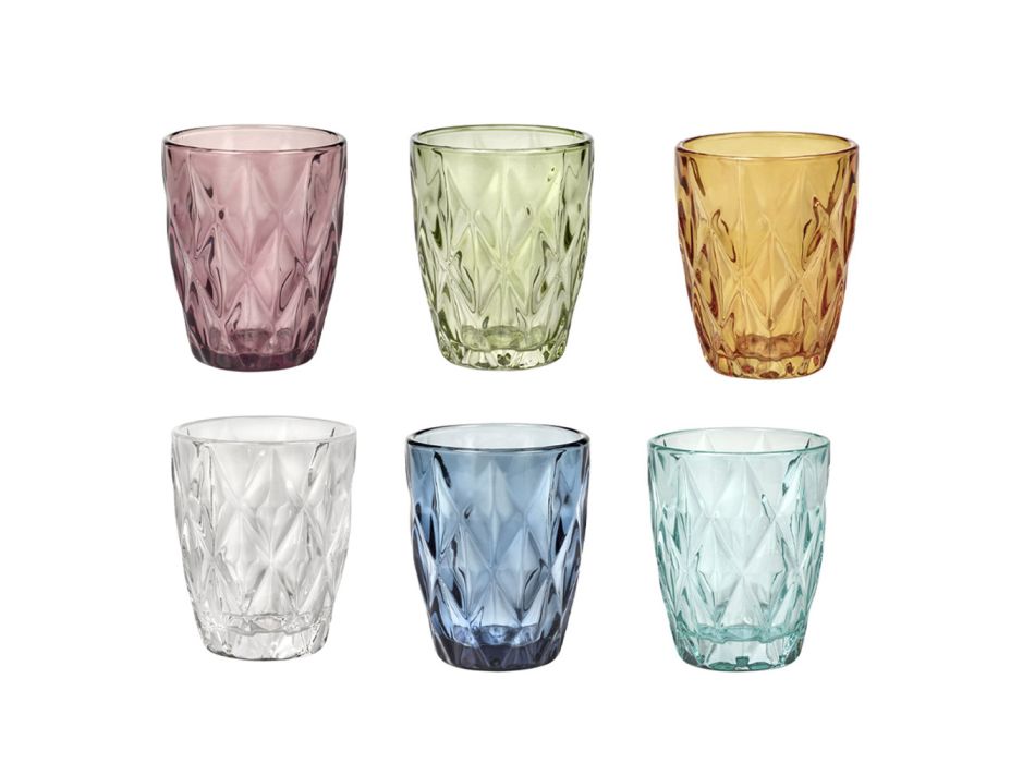 Färgade glas vattenglasögonuppsättning 12 delar modern design - Timon Viadurini
