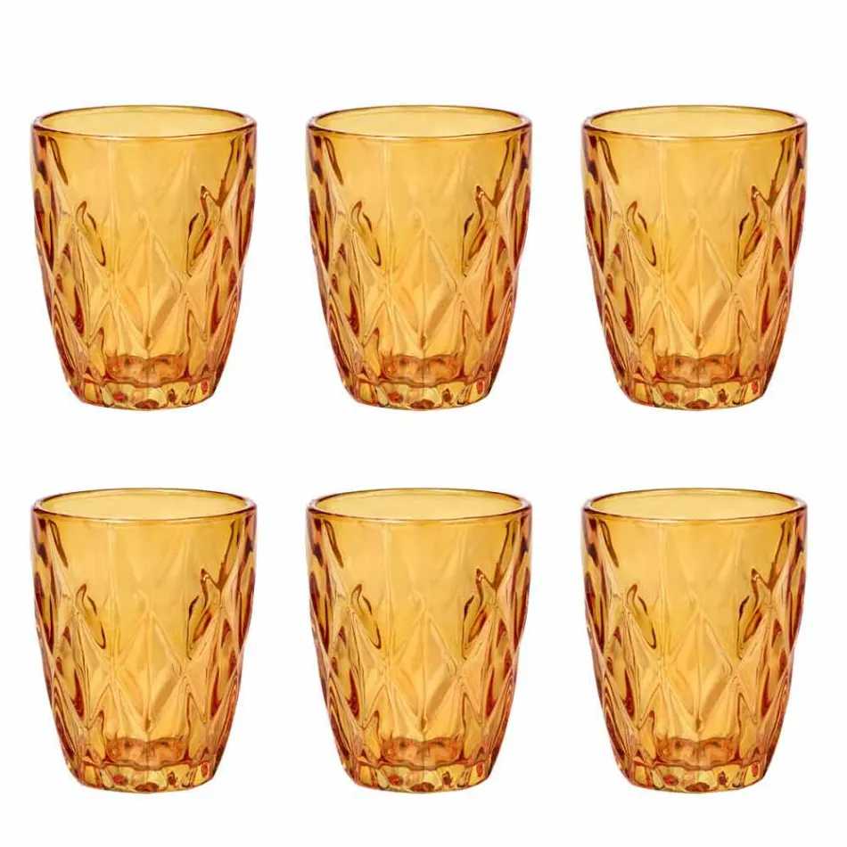 Färgade glasvattenglasögonuppsättning 6 delar Modern design - Timon Viadurini