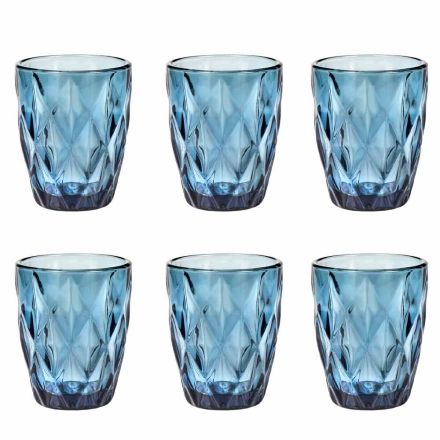 Färgade glasvattenglasögonuppsättning 6 delar Modern design - Timon Viadurini