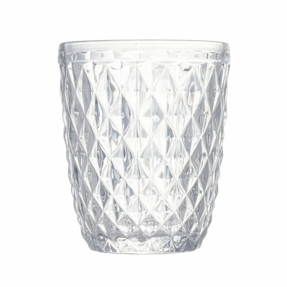 Glasuppsättning i färgat och snidat glasvatten 12 delar - Brillo Viadurini