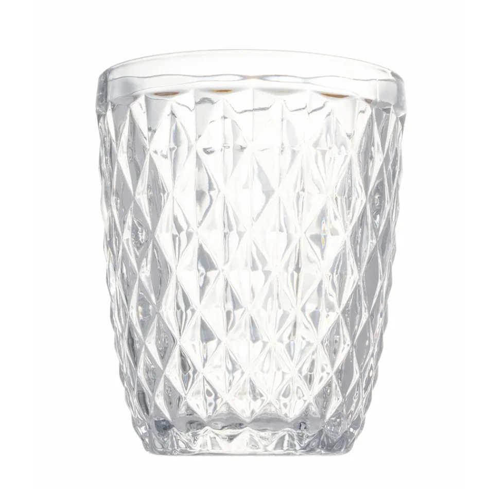 Glasuppsättning i färgat och snidat glasvatten 12 delar - Brillo Viadurini