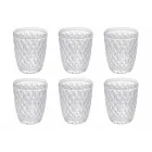 Glasuppsättning i färgat och snidat glasvatten 12 delar - Brillo Viadurini