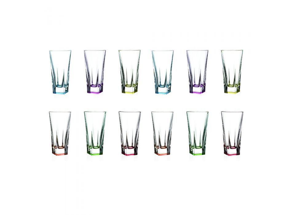 High Tumbler Crystal Eco Colored Glasses Service 12 delar - Amalgam Viadurini