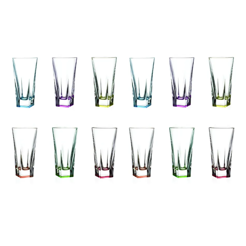 High Tumbler Crystal Eco Colored Glasses Service 12 delar - Amalgam Viadurini