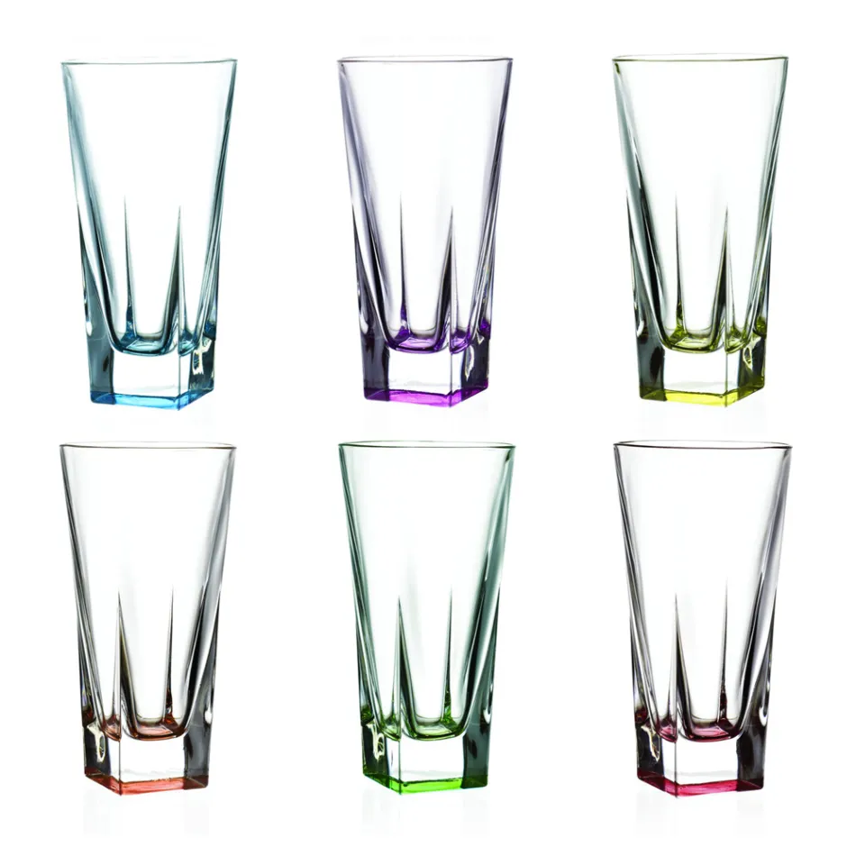 High Tumbler Crystal Eco Colored Glasses Service 12 delar - Amalgam Viadurini