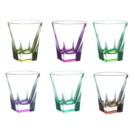 12 st Eco Colored Crystal Liqueur Glasses Service - Amalgam Viadurini