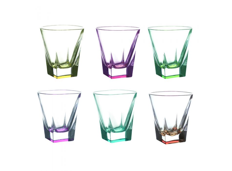 12 st Eco Colored Crystal Liqueur Glasses Service - Amalgam Viadurini