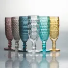 Flöjtbägare Set i färgat glas och olika dekorationer 12 delar - Mix Viadurini