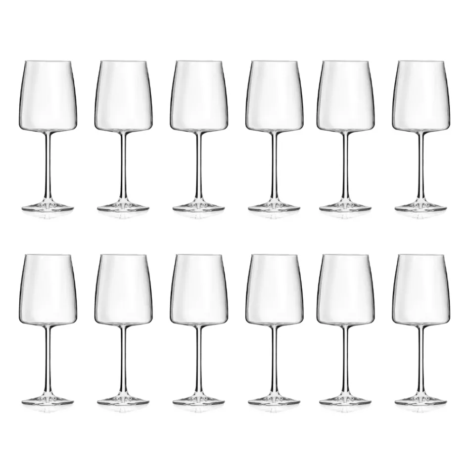 Italian Minimal Eco Crystal Goblet Set 12 delar - Primordio Viadurini