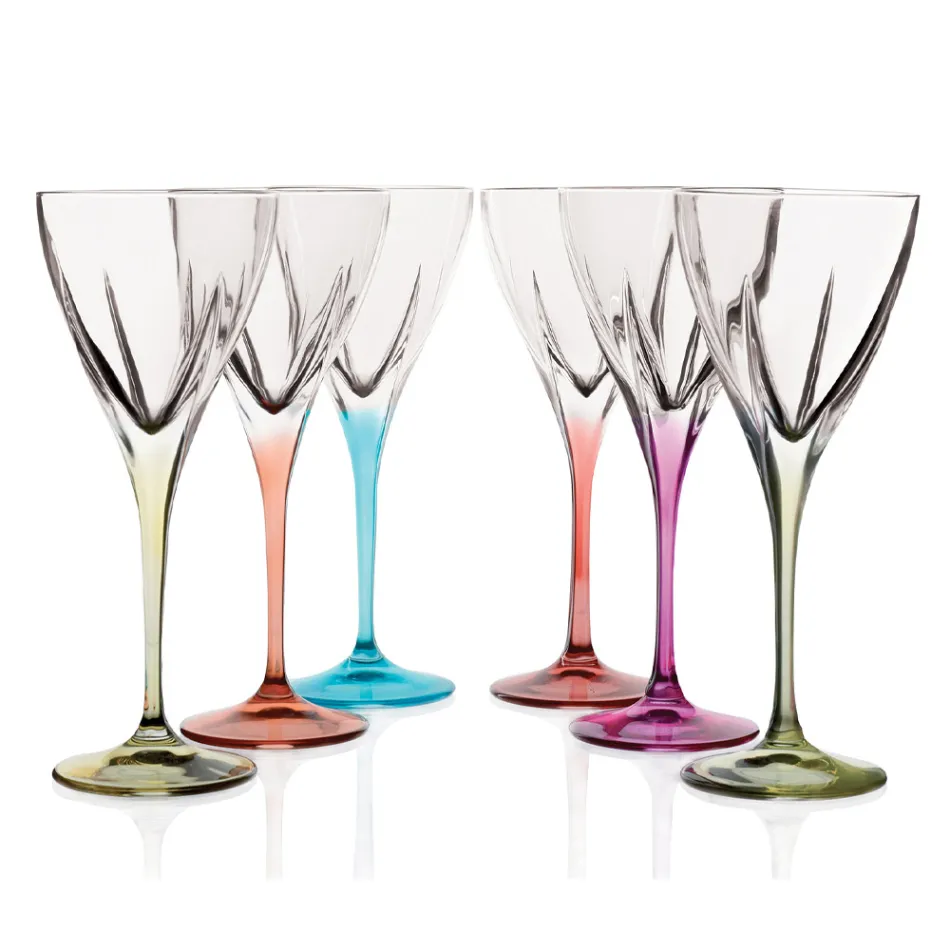 Crystal Wine Glass Set Eco Colored or Transparent 12 st - Amalgam Viadurini