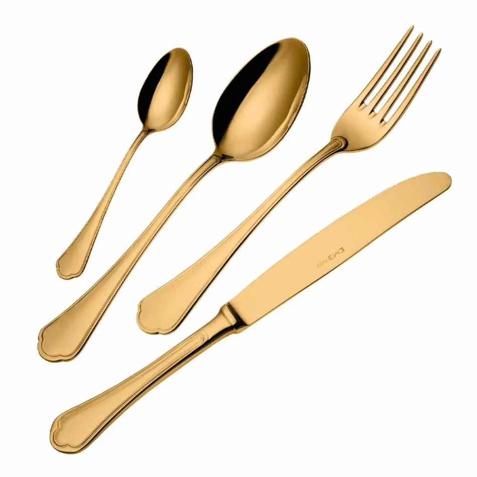 Komplett uppsättning lyxigt bestick av rostfritt stål 24 delar - Boss Viadurini