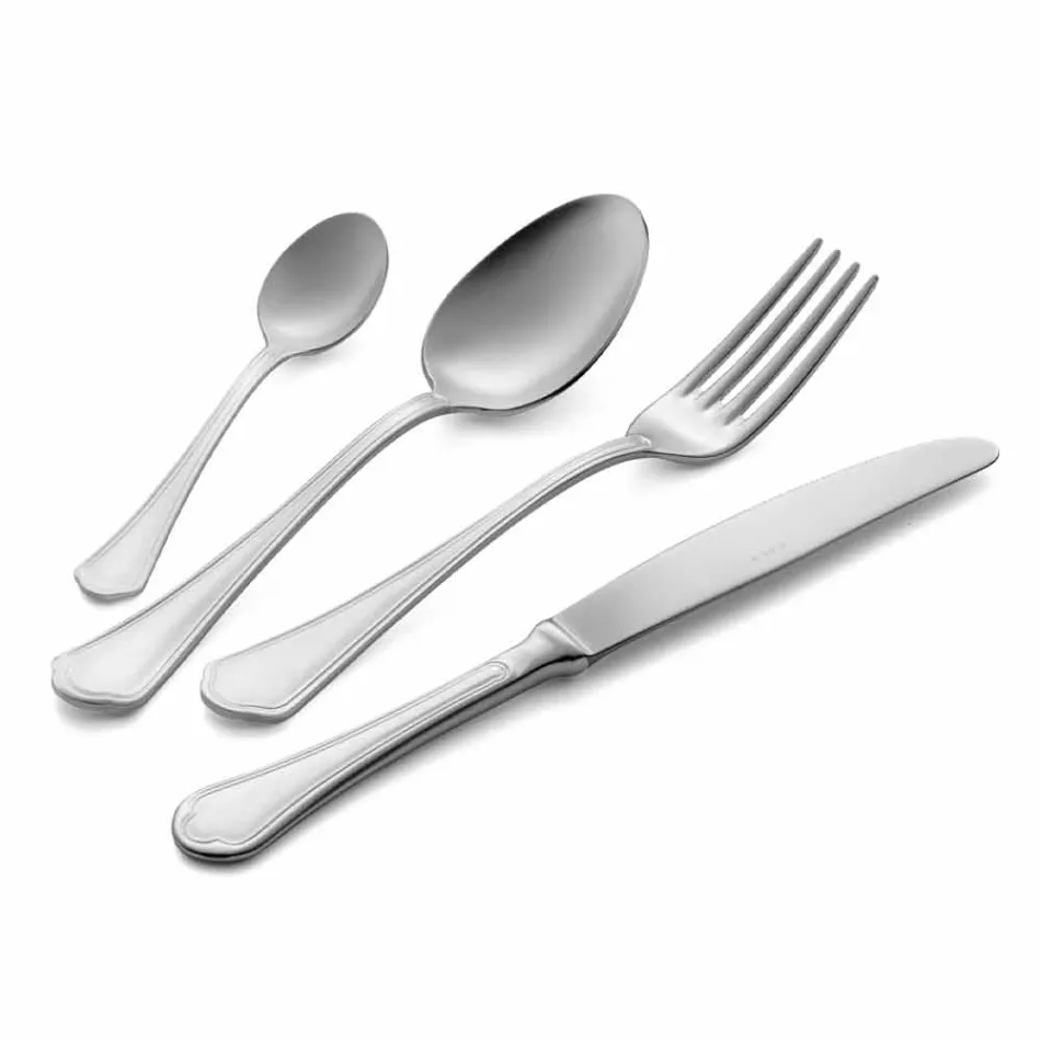 Komplett uppsättning lyxigt bestick av rostfritt stål 24 delar - Boss Viadurini