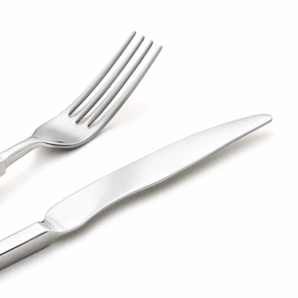 Komplett bestickset i stål 24 stycken design tillverkat i Italien - knepigt Viadurini