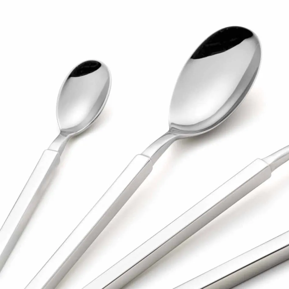 Komplett bestickset i stål 24 stycken design tillverkat i Italien - knepigt Viadurini