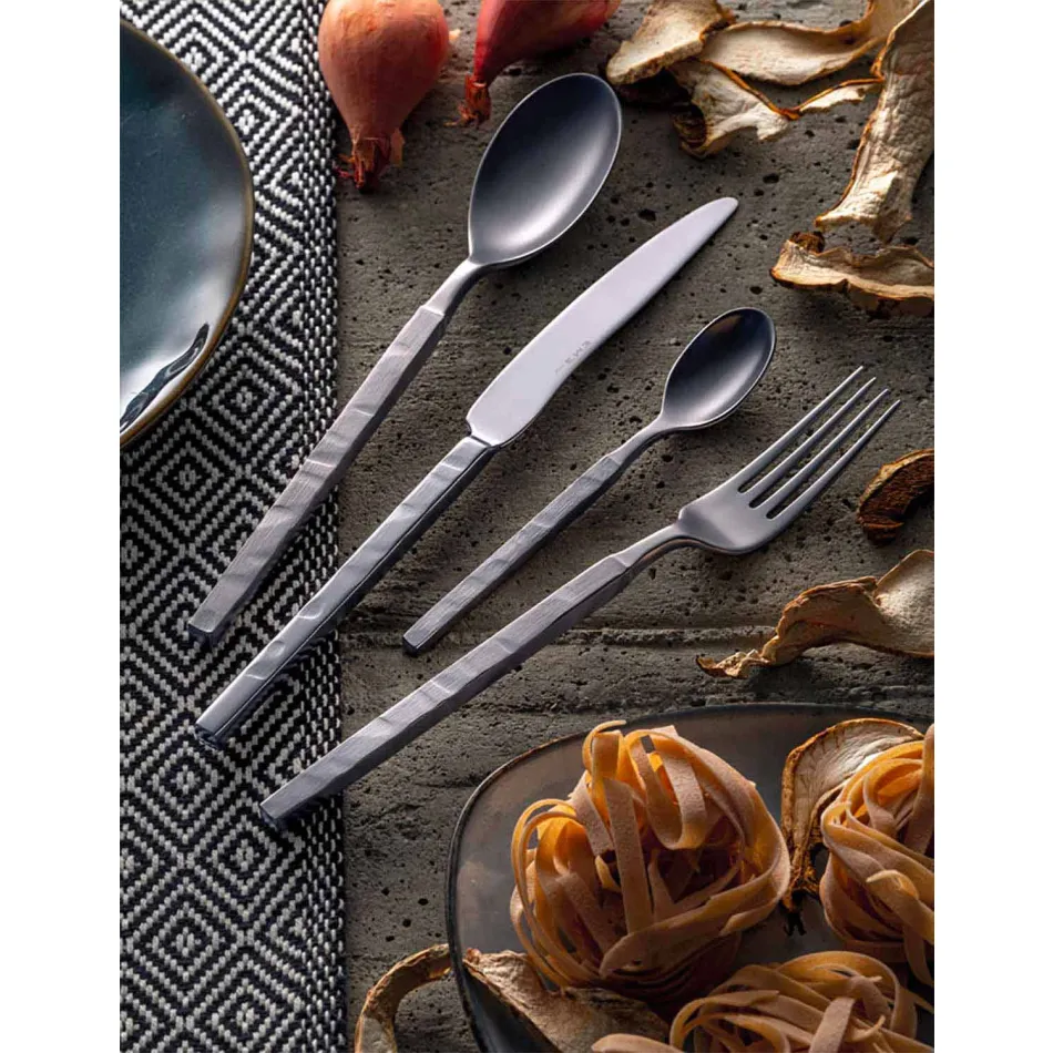 Komplett bestickset i stål 24 stycken design tillverkat i Italien - knepigt Viadurini