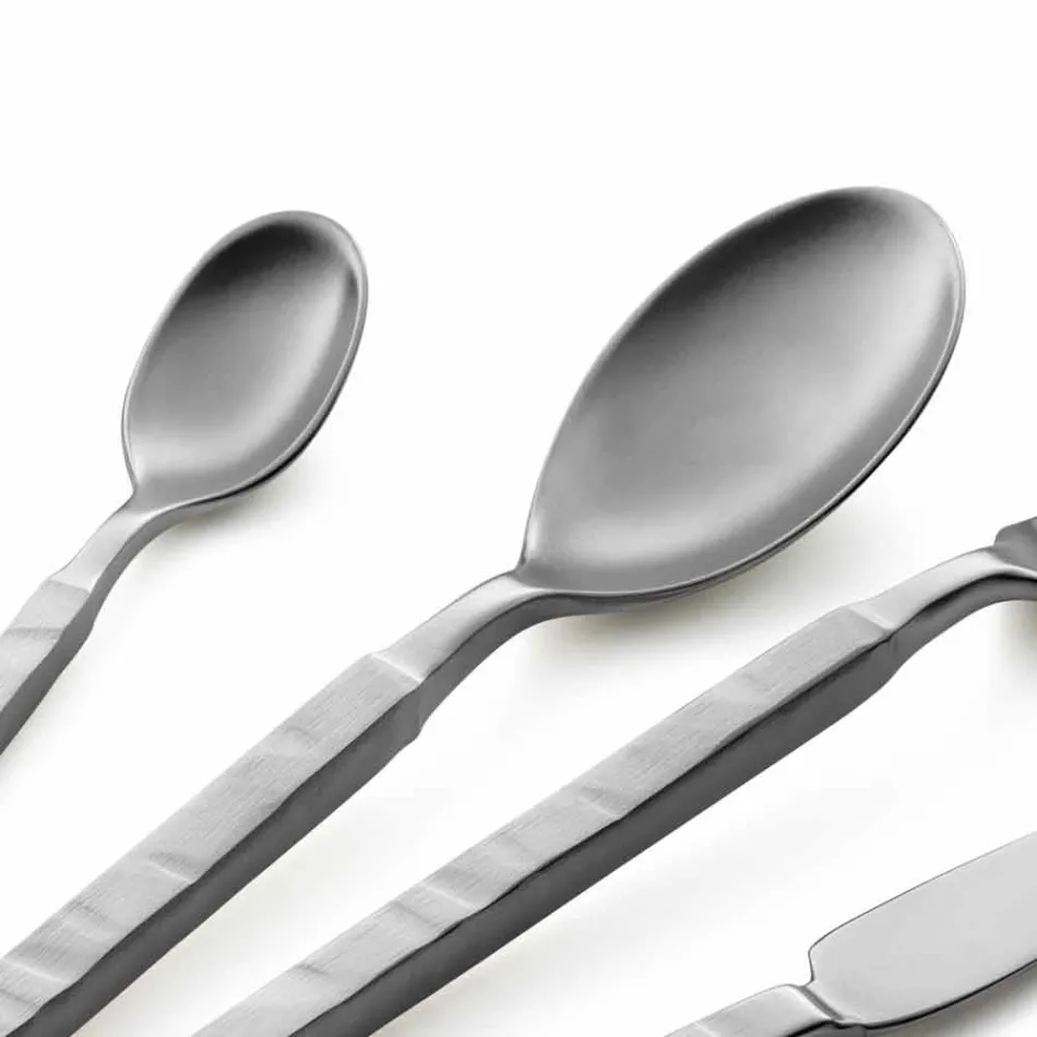 Komplett bestickset i stål 24 stycken design tillverkat i Italien - knepigt Viadurini