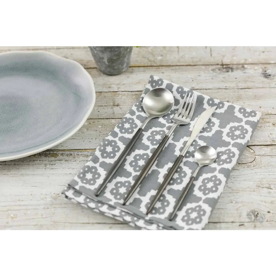 Bestick i svart stål modern design 24 delar - Calamo Viadurini