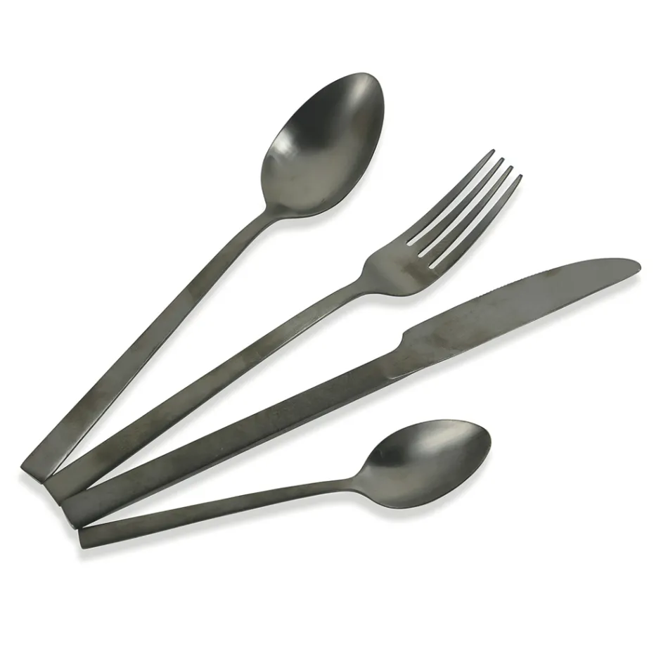 Komplett bestickset i svart stål eller koppar i 24 delar - Fayette Viadurini