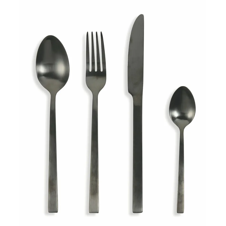 Komplett bestickset i svart stål eller koppar i 24 delar - Fayette Viadurini